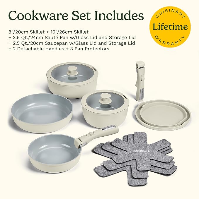Cuisinart 13-Pc ClickSmart Nonstick Detachable Handle Ceramic Cookware