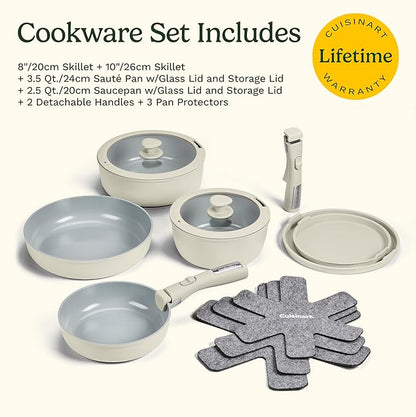 Cuisinart 13-Pc ClickSmart Nonstick Detachable Handle Ceramic Cookware