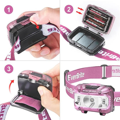 EverBrite Headlamp, 2 Pack Kids Headlamp with Red Light and Memory Function, Head Lamp for Adults and Kids with 5 Modes, Bright Headlamps for Camping, Running, Batteries Included