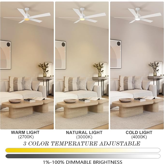 SMAAIR Smart Ceiling Fan with Light, 60inch Indoor and Outdoor ceiling fan with