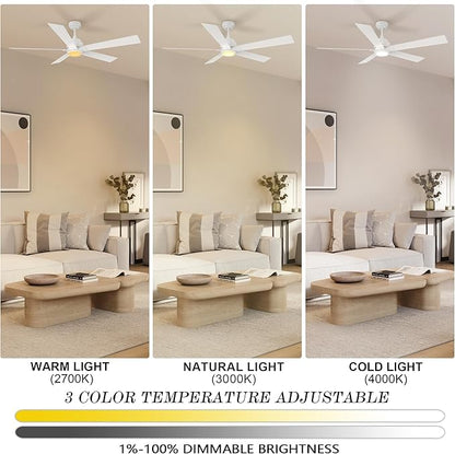 SMAAIR Smart Ceiling Fan with Light, 60inch Indoor and Outdoor ceiling fan with