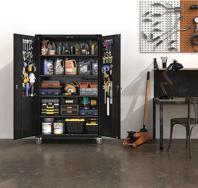 VINGLI Upgraded Wide & Deep Garage Storage Cabinet, Metal Storage Cabinet