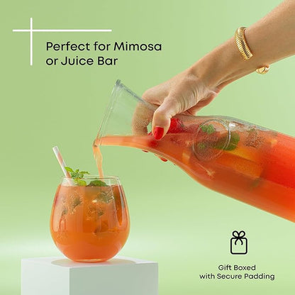 JoyJolt Glass Carafe with Lid, Iced Tea, Milk – Dishwasher Safe Beverage Drink