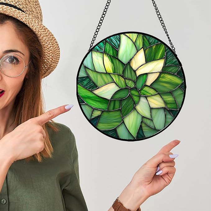 CRISGIF Stained Glass Window Hanging