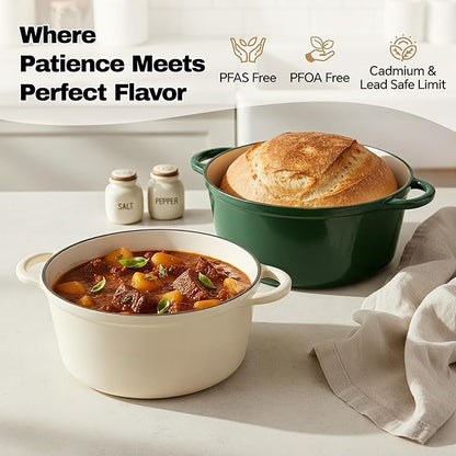 4.5 Quart Dutch Oven Pot with Lid, Non Stick Enameled Cast Iron Dutch Oven