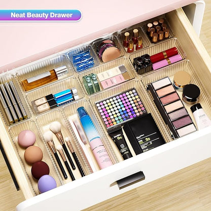 25 PCS Clear Plastic Drawer Organizer Set