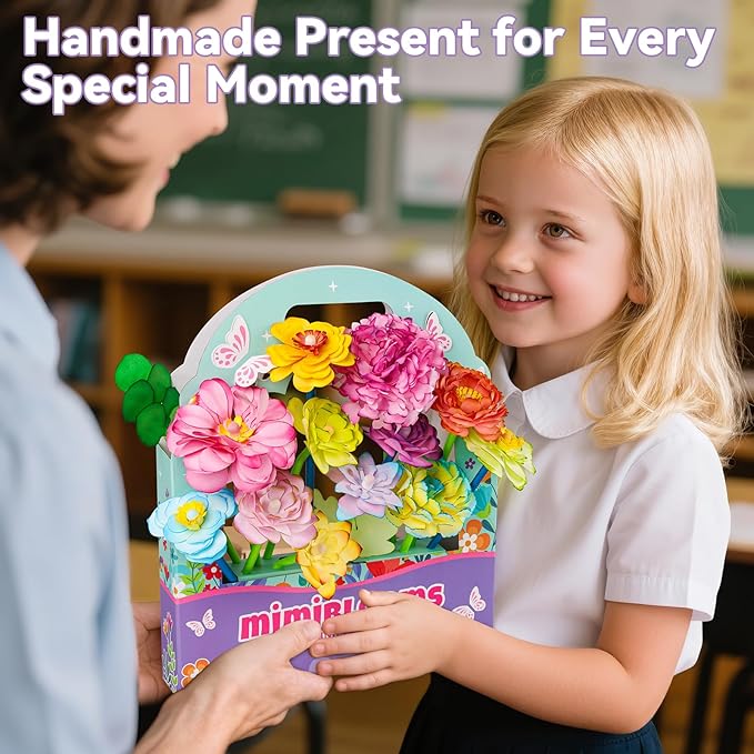 Mimiblooms Paper Flowers Science Kit for Girls, Magic Flower Paper Color Science Dyeing Kit, Arts&Crafts for Kids Age 8-12, Science Experiments Color Changing for Girls 6 7 9 10 11 yr Birthday Gift
