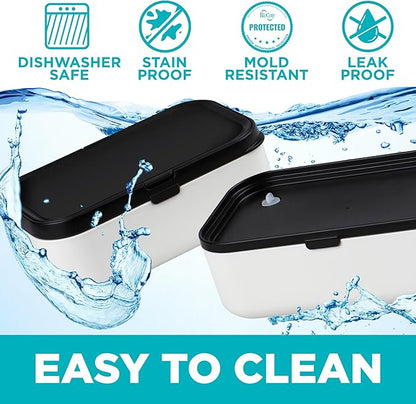 Double Premium Bento Box Adult, 67 fl oz BPA-Free - Cream Stackable Lunch Box with Leak-Proof Lids & Dividers, Perfect for Meal Prep, Lunches & Portion Control