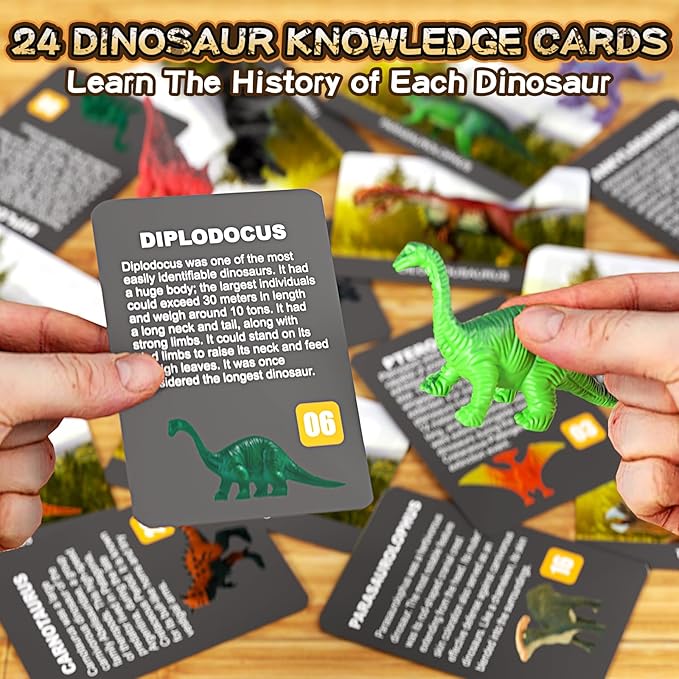 24 Dinosaurs Excavation Kit, Dino Egg Dig Kit with Magnifier, Surprise Dinosaur Toys for Kids 3 4 5 6 7 8 9 10 11 12 Years Old, Science Experiments STEM Birthday Party Favors Gifts for Boys & Girls