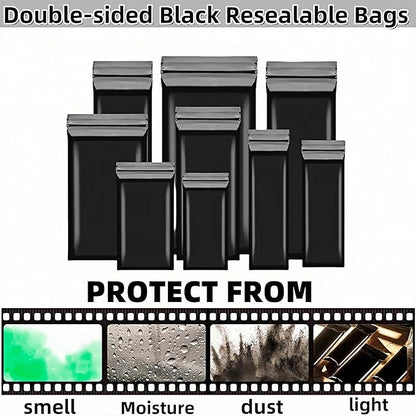 PABCK 100 Pieces Black Reclosable Zip Bags 5.1mil Thickness Poly Plastic Packaging Resealable Zipper Lock Closure Bag for Storage (1.97x8.7 inch)