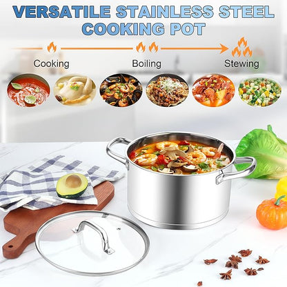 Homikit 5 Quart Stock Pot, Stainless Steel Soup Cooking Pot
