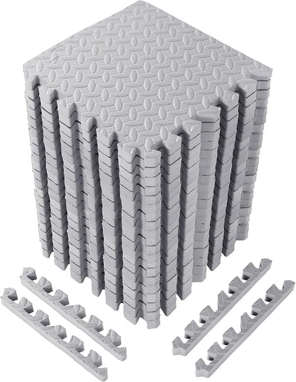 20 Tiles 12x12x1 Inch EVA Thick Interlocking Foam Floor Tiles Puzzle Exercise Mat Foam Mats for Pets Boys Girls Classroom Nursery Gym(Grey)
