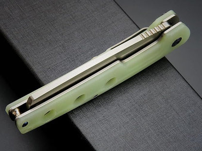 Eafengrow EF941 EDC Pocket Folding Knife D2 Steel Blade G10 Handle Pocket Clip with safety liner lock for Camping Survival Outdoor(Jade)