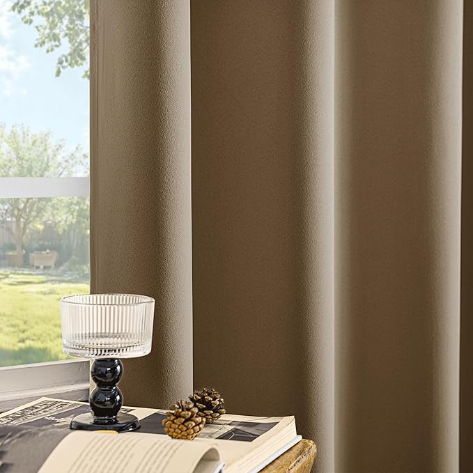 Beauoop 100% Blackout Curtains 63 Inch Long 2 Panels