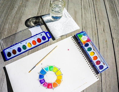 8-Color Watercolor Paint Set with Wooden Brushes – Washable & Non-Toxic, Ideal for Kids, Students, and Classroom Activities