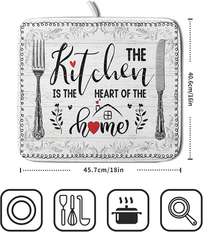 White Kitchen Dish Drying Mat 16x18 Inch Knife Fork Dish Drainer Rack Mats