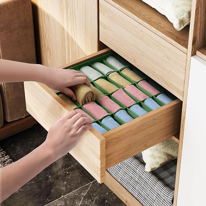 Joyoldelf Sock Drawer Organizer Divider 2 Packs Underwear Organizer, 24 Cell