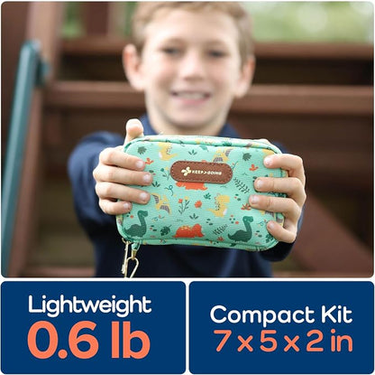 KeepGoing Travel First Aid Kit for Kids – 130 Pc. for Car, Home, Purse, Diaper Bag & Backpack with Latex-Free Bandages - Mini First Aid Kit Travel Size TSA-Approved