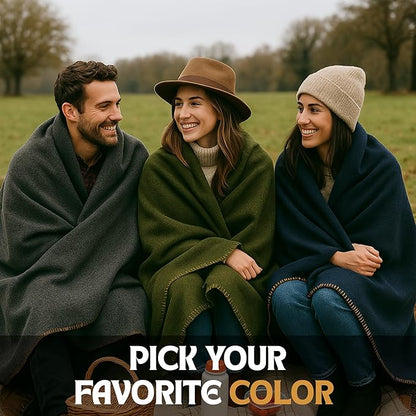 Wool Camping Blanket ??70% Wool Heavy-Duty Military Style Throw, Warm & Washable, Fire Retardant Cover for Emergency, Survival & Outdoor Use ??Perfect for Camping, Car, Home & Hiking, Olive 62x84