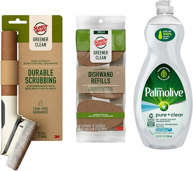 Palmolive Fragrance-Free Dish Soap with Scotch-Brite Non-Scratch Soap Control Dishwand