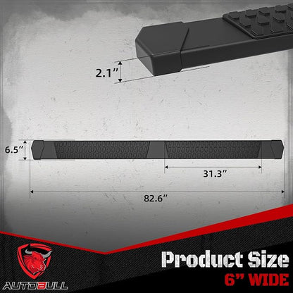 6 Inches Running Boards Side Steps Compatible with 2015-2026 Chevy Colorado/GMC Canyon Crew Cab, Black Textured Aluminum Nerf Bars