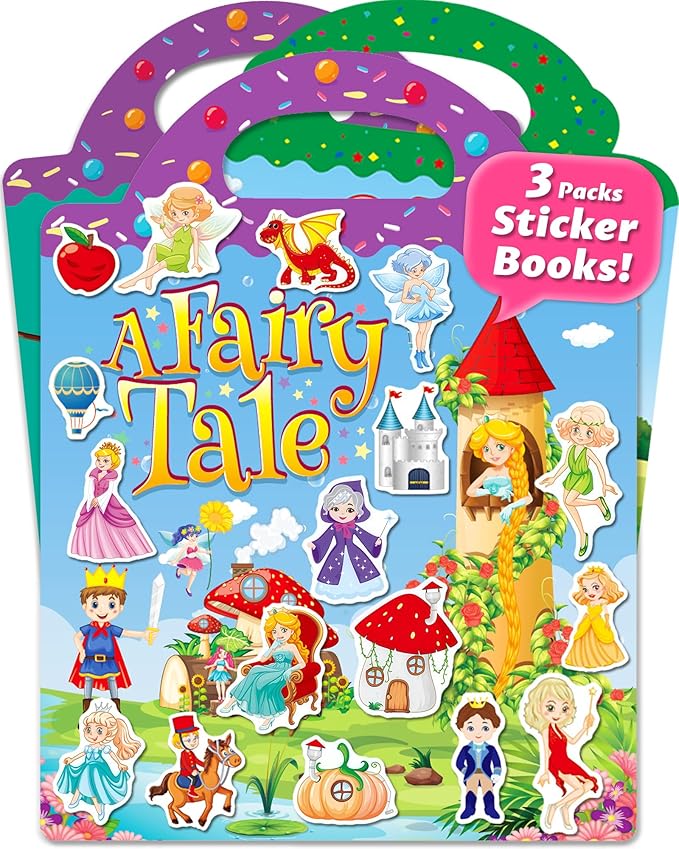 Reusable Sticker Book for Toddlers 2-4 Years, Stickers for Kids, Toddler Sticker Book Ages 1-3, Toddler Craft Activities, Toddlers Travel Toys Ages 2+ Boy Girl Birthday Gifts