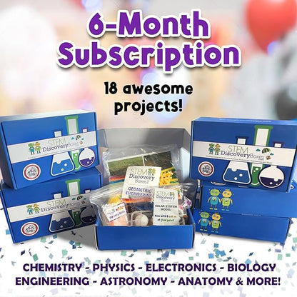 Stem Learning 6 Monthly Subscription Box Kits w/ 18 Projects - Summertime Remote School Building Toys - Science, Technology, Engineering, Mathematics - Activities for Kids Boys & Girls Ages 7-12