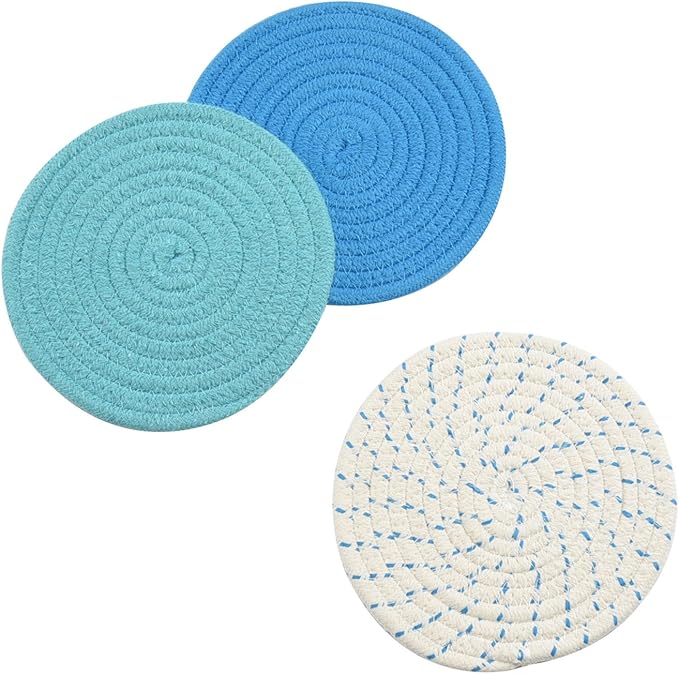 Kitchen Pot Holders Set Trivets Set 100% Pure Cotton Thread Weave Hot Pot