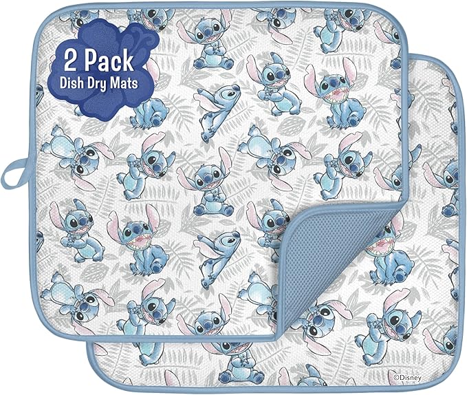 Disney Dish Drying Mats for Kitchen Counter – 16" x 18" Absorbent Kitchen