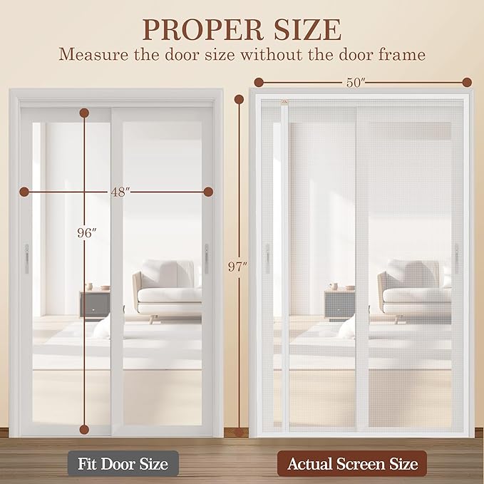 Yotache Reversible Left/Right Opening Magnetic Screen Door Fits 48 x 96 inch