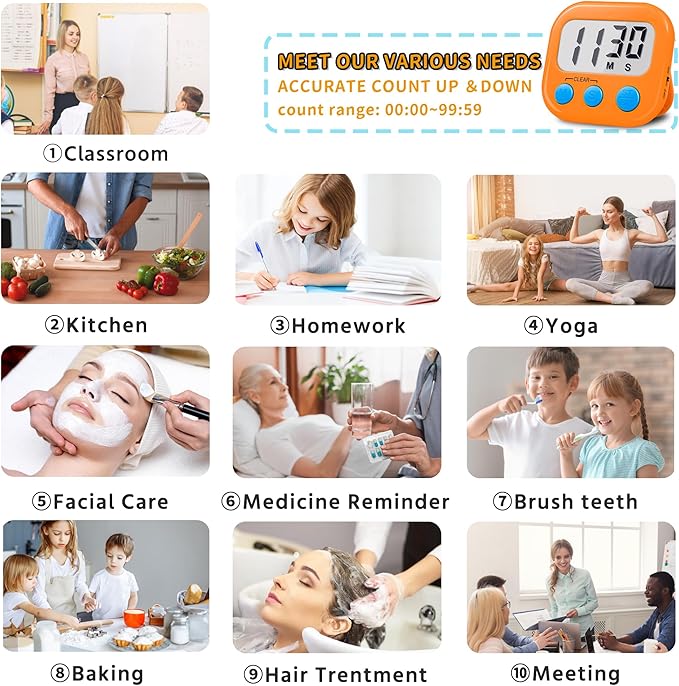 Timer for Kids Teachers Supplies Digital Kitchen Timers for Cooking Large