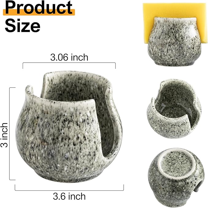 Zoeeker Ceramic Sponge Holder, Kitchen Sponge Holder Sink Caddy Organizer Dish