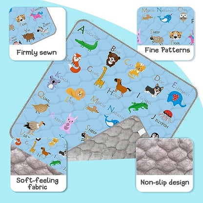 Baby Play Mat，Thick Soft 50" X 50" Playpen mat, Non-Slip and Machine Washable Baby Play Mats for Floor，Crawling Mat for Babies, Toddlers & Infants to Play and Learn (Blue Animal, 50" X 50")