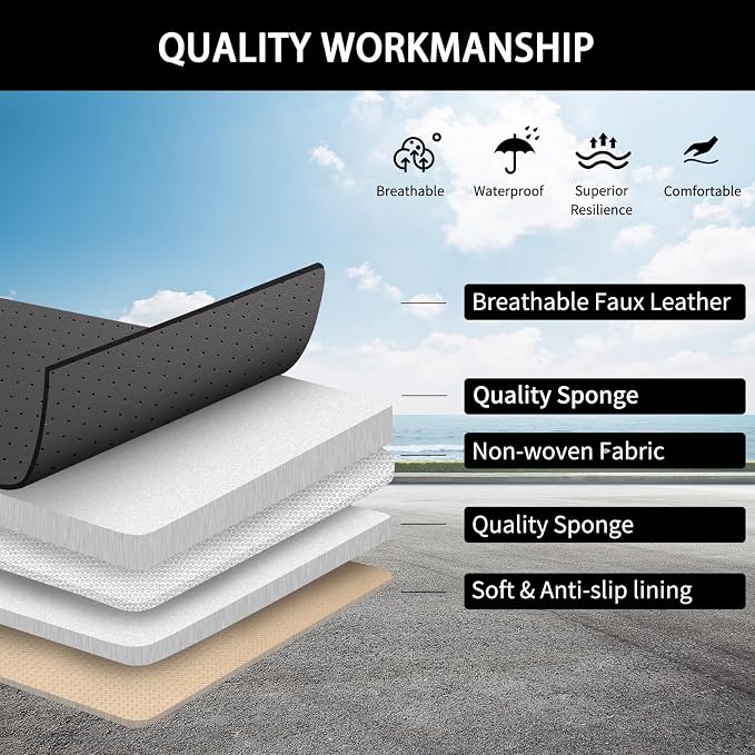 Car Seat Covers Full Set,Waterproof and Breathable Luxury Leather Seat Covers,Non-Slip Driver Seat Cushion,Automotive Seat Protector Fit Toyota Rav4 Camry Corolla Cruze Rogue CRV Accord, Red Black