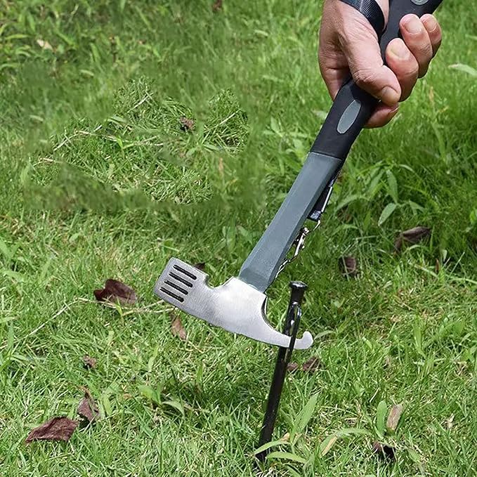 10 Pcs Heavy Duty Tent Stakes and Camping Hammer Set,10in Metal Tent Stake for Lawn,Ground and Beach,Camping Tent Kit with Tent Stakes,Hammer, Reflective Rope,Tent Clamps and Storage Bag