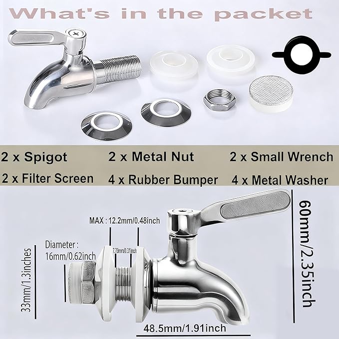 Lulonpon 1 Pieces Dispenser Faucets, Stainless Steel Spigot