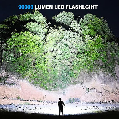 Cinlinso Rechargeable LED Flashlights High Lumens 2 Pack, 90000 Lumen Super Bright Flashlight, 7 Modes with COB Work Light, IPX7 Waterproof Powerful Flash Light for Home, Camping, Emergencies