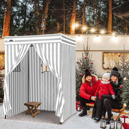 EAGLE PEAK Flex Compact 5x5 Pop-up Canopy Changing Room, Portable Privacy Dressing Room for Indoor Fashion Photoshoots, Camping, or Pool, Gray/White