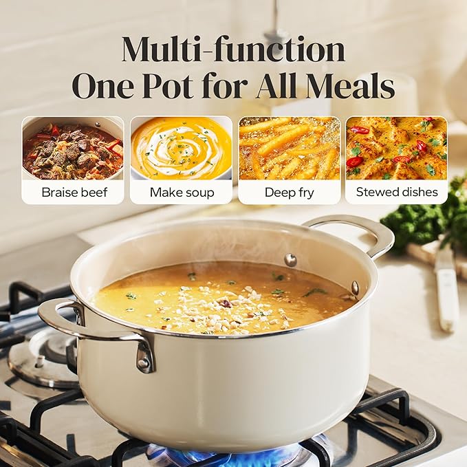 Redchef Ceramic Stock Pot with Lid, Soup Pot