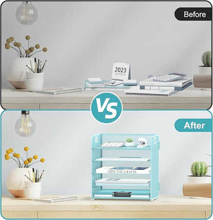 2 Pack 5-Tier Blue Desk Organizer
