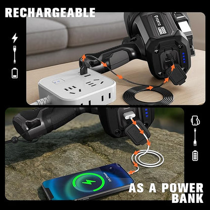 FORTO Rechargeable Spotlight 10000 Lumen Ultra Bright IPX7 Waterproof Flashlight, Boat Spotlight with EVA Carrying Case Tripod, 7 Light Modes Handheld Spotlight Flashlight for Marine Boat Hunting