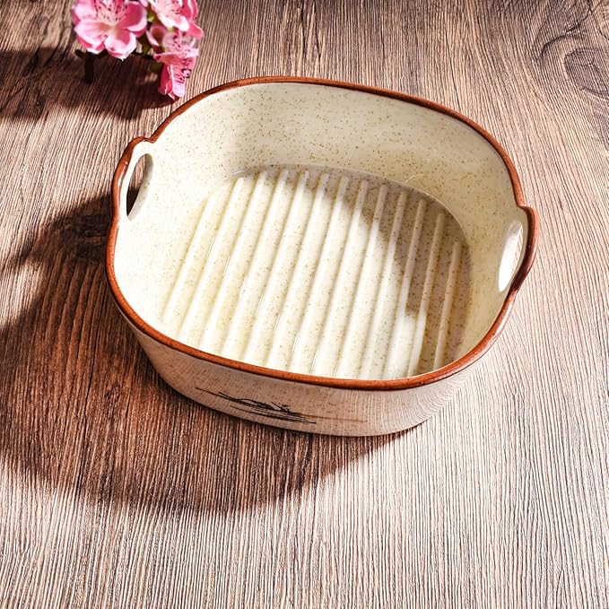Japanese Style Ceramic Casserole Dish, 6.7-Inch Square Baking Dish