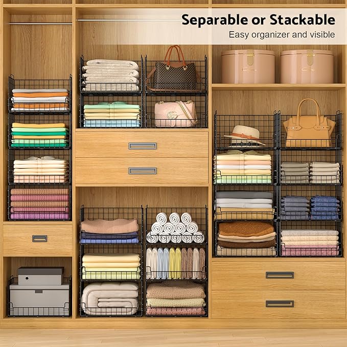 4-Tier Stackable Closet Organizers and Storage Basket
