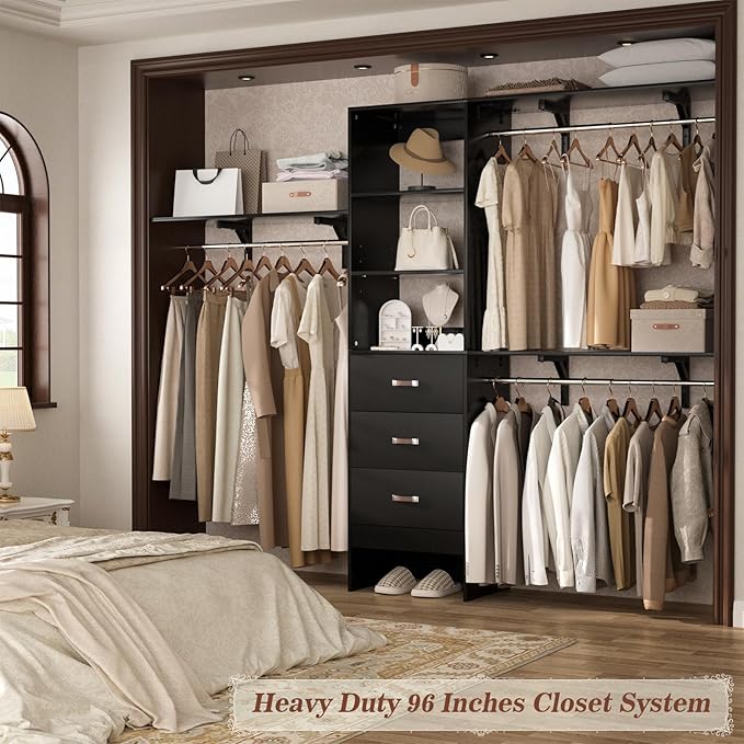 Armocity 96 Inches Closet System, 8FT Walk In Closet Organizer