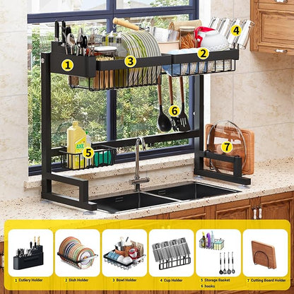 ilvvan Over Sink Dish Drying Rack Snap-On Design Large Dish Drainer Storage