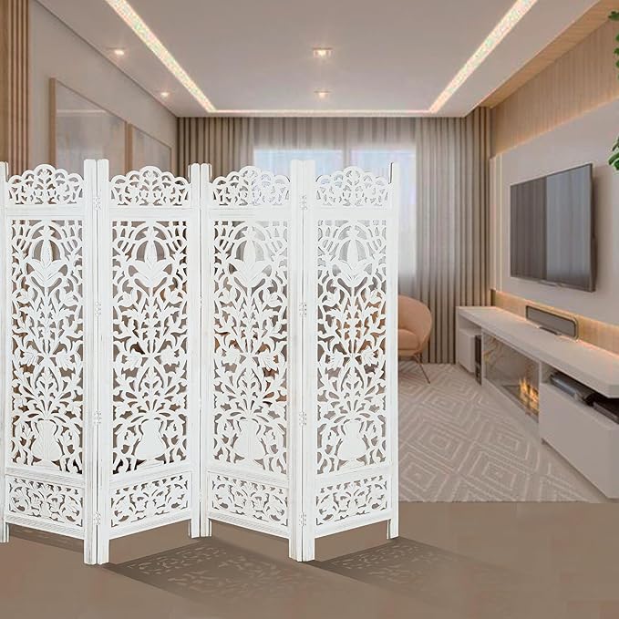 Lightnpro 4-Panel Wooden Room Divider 72"×72"