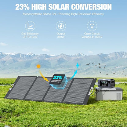 GRECELL 350W Portable Solar Panel for Power Station Generator, Foldable Solar Panel, 37.4V High-Efficiency Solar Charger 350W Power Backup with XT60/Anderson Output for Outdoor Van Camper Off-Grid