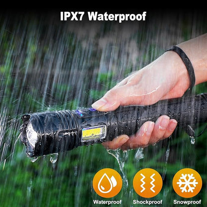 Rechargeable Flashlights 90000 High Lumen, 10000 ɱAh ?ATTERY LED Flashlight with Cob-Light for Home, Super Bright Flash Light 7 Modes, IPX7 Waterproof for Outdoor Camping