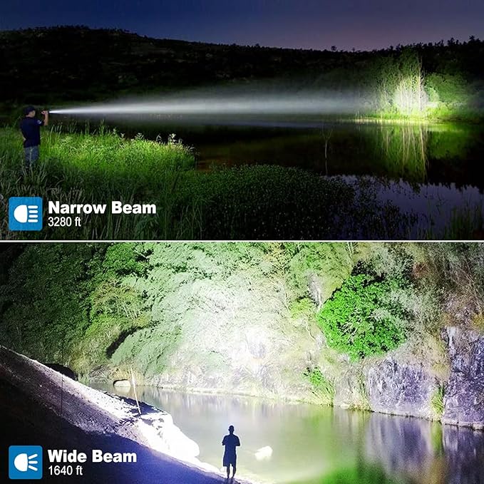 Cinlinso Rechargeable LED Flashlights High Lumens 2 Pack, 90000 Lumen Super Bright Flashlight, 7 Modes with COB Work Light, IPX7 Waterproof Powerful Flash Light for Home, Camping, Emergencies