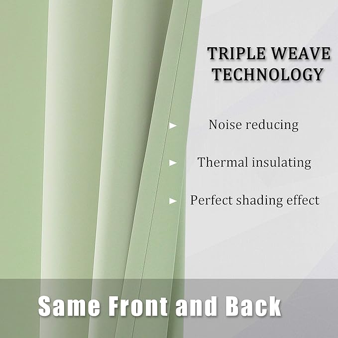 DUALIFE Light Green Blackout Curtain Panels/Drapes